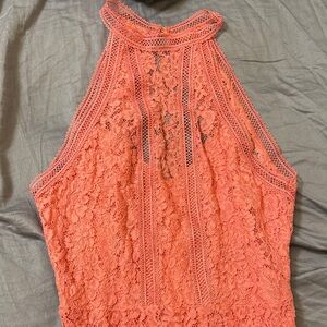 Express Coral Lace Halter Top dress
